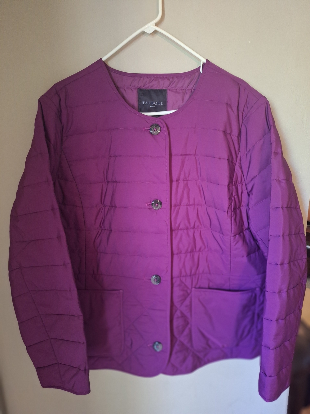 Talbots Like New Purple Quilted Button-Front Jacket Sz 2X